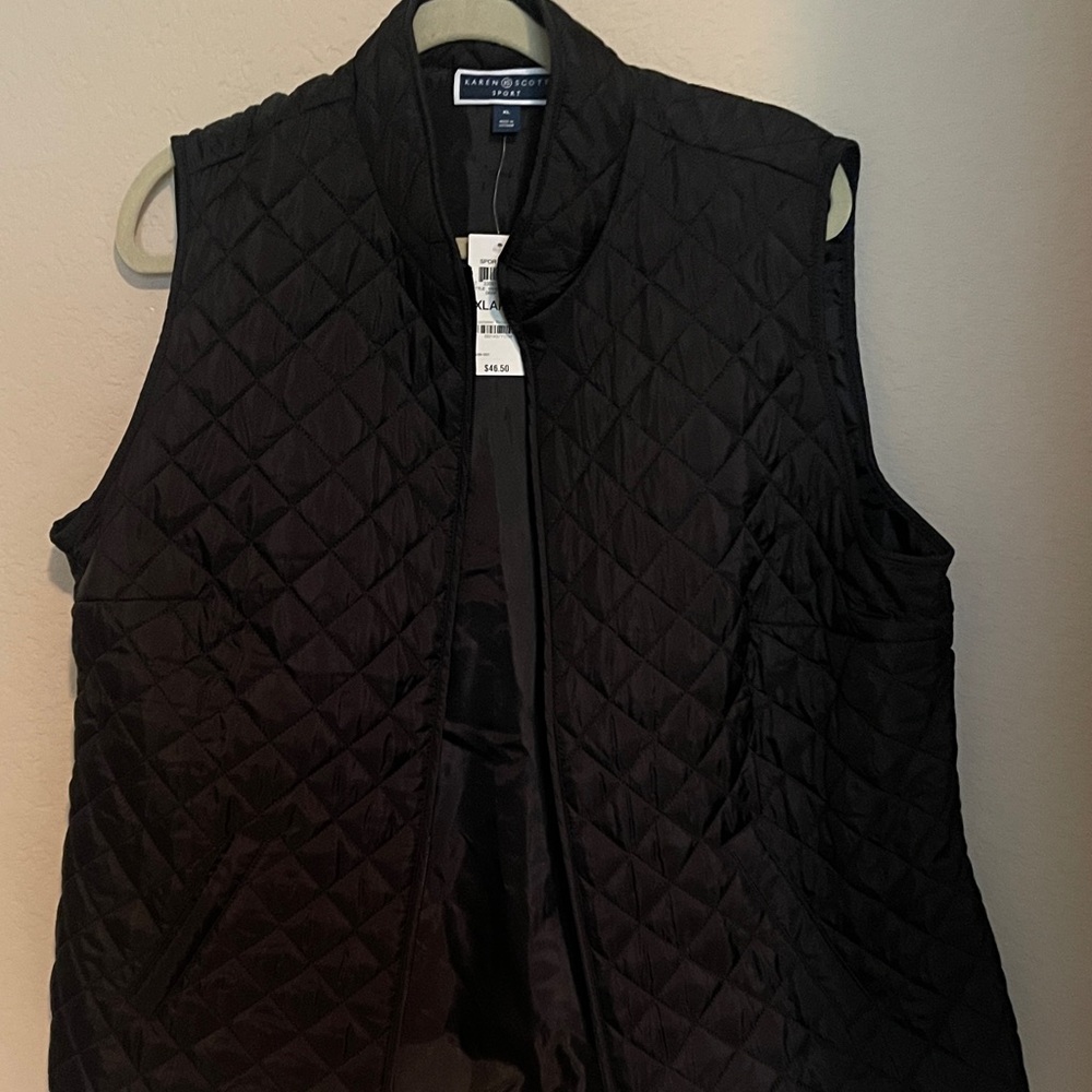 Karen Scott Women's Black Quilted Vest- NEW